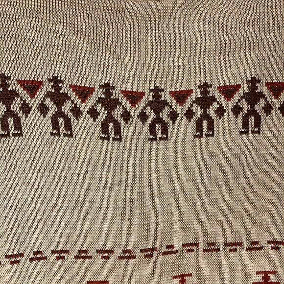 Vintage CAL KNITS Sweater Tunic Vest Cape Poncho M Aztec Western Folk Native - Picture 7 of 12